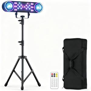 80W Dj Lights with Stand,7 in 1 Party Light Dj Disco Lights Sound Activated DMX Wireless Control with Rotating Ball,Strobe,UV,Colorful Effect for Stage KTV Band Wedding with Carry Bag (Black, 1)