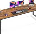 Huuger Computer Desk, 70 Inch Office Desk, Gaming Desk with Storage, Writing Desk Work Desk for Home Office, Study, Long Simple Desk, Large Legroom, Metal Frame, Rustic Brown