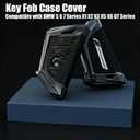 Egreat Key Fob Case Cover Compatible with BMW 5 6 7 Series X1 X2 X3 X5 X6 GT Series, Metal Key Fob Shell Keychain Holder Silicone Rubber Remote for BMW Accessories (Black)