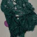 Avidlove Women One Piece Lingerie Lace Bodysuit Deep V Teddy Mini Babydoll (X-Small, Forest Green)