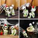 Thinking Skeleton Statue Halloween Decorations, Mini Cute Sitting Skull Figurine Shelf Sitter Resin Thinker Sculpture for Outdoor Garden Yard Lawn Pond Waterfalls Pool Ornaments