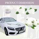 Wedding Car Decorations Kit with White Artificial Flowers, Satin Ribbon Bows, Just Married Hood Garland, Bride and Groom Vehicle Decor for SUV Truck Outdoor Wedding Party Bonnet Bouquet