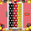 Red Black Yellow Foil Fringe Curtains Birthday Decorations, 2 Pack 3.2x6.6ft Mouse Color Tinsel Streamers Backdrop Baby Shower Cartoon Mouse Birthday Party Decorations Supplies
