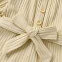 YOUNGER TREE Kids Toddler Baby Girls Summer Outfit Off-Shoulder Sunflower Overall Romper Jumpsuit Short Trousers Clothes (12-18 Months, Beige)