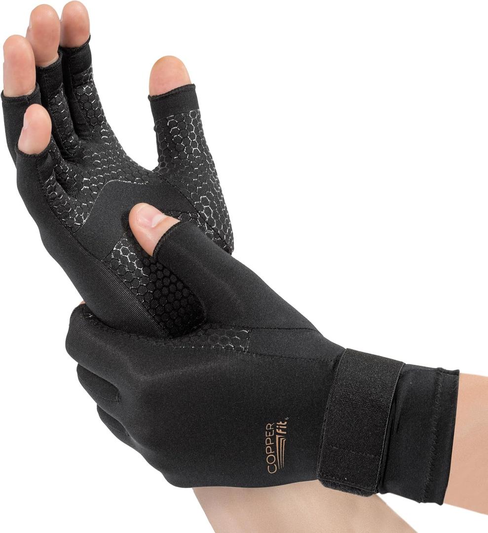 Copper Fit Unisex Hand Relief Compression Gloves (Small-Medium, Black)