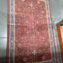 Washable 3x5 Entry Way Rugs Indoor - Burgundy Large Kitchen Rug, Non Slip Unique Bohemian Red Low Pile Thin Carpet for Bedroom Bedside, Foyer