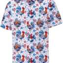 GWOWLWF Funny Golf Shirts for Men, Mens Polo Shirts Short Sleeve, Golf Polos Shirt for Men with Collar, Summer Performance Polos Moisture Wicking Dry Fit, Gifts for Golfer, Rooster, Medium