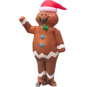 Arokibui Inflatable Gingerbread Man Costume Blow up Christmas Costume Cosplay Party Halloween Xmas Suit Christmas Decoration