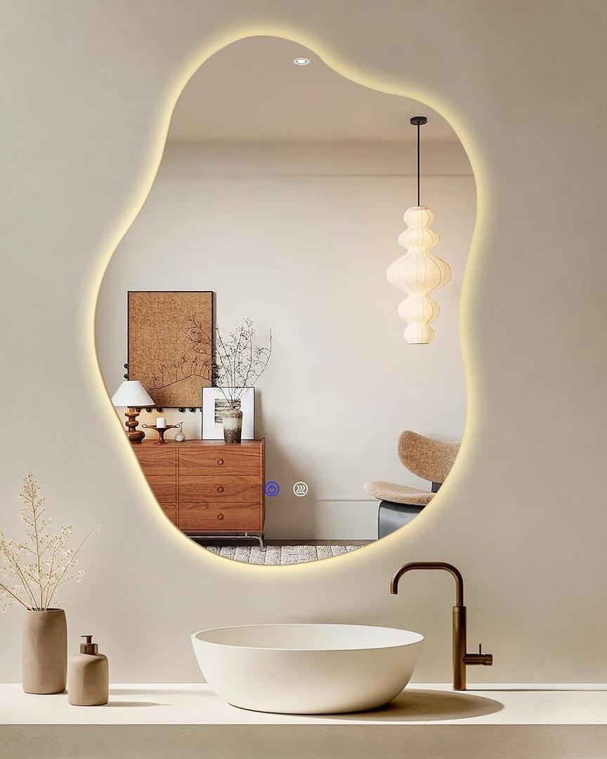 LED Bathroom Mirror 30"x20" Irregular Backlit Mirror
