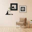 3-piece Bohemian gallery wall decoration set, 2 high-definition crystal porcelain frame abstract prints+wooden cat sculptures+artificial green plants, soft black border frame, minimalist wall art for living room and bedroom entrances, 15.75"x15.75"
