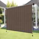 SUNNY GUARD Outdoor Roller Shades 8' W x 8' H Privacy UV Block 230GSM Heavy-Duty HDPE with Splicing Design, Cordless Patio Roll Up Blinds for Porch, Pergola, Deck, Balcony, Mocha