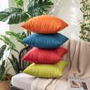 MIULEE Pack of 2 Decorative Outdoor Solid Waterproof Throw Pillow Covers Faux Linen Garden Farmhouse Cushion Cases for Summer Patio Tent Balcony Couch Sofa 16x16 Inch Red