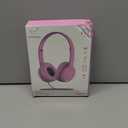 Kids Headphones, Wired Headphones for Kid with Safe Volume Limiter, Kid Headphone with Cord 3.5mm Jack, On-Ear Girls Boys Toddler Headphone for School (Pink)