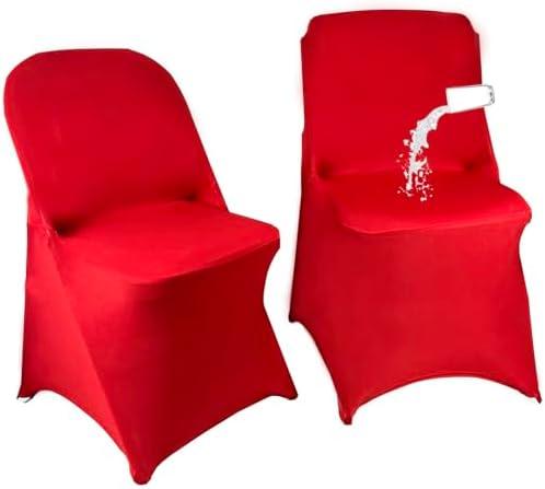 Maiangel 40PCS Stretch Spandex Folding Waterproof Chair Covers,Universal Fitted Chair Cover Protector for Wedding Party Banquet Holidays Celebration Decoration(Red)