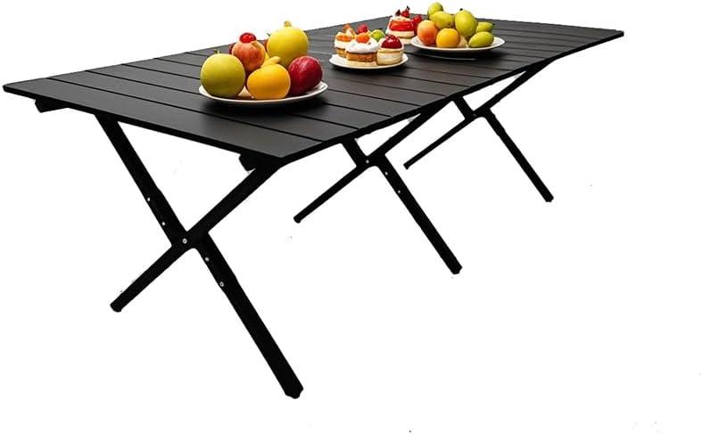 Portable Low Alluminum Roll Up Travel Folding Table for Beach, Camping, & Picnic Compact, Lightweight, Multi-Purpose for Indoor & Outdoor Use (Black)
