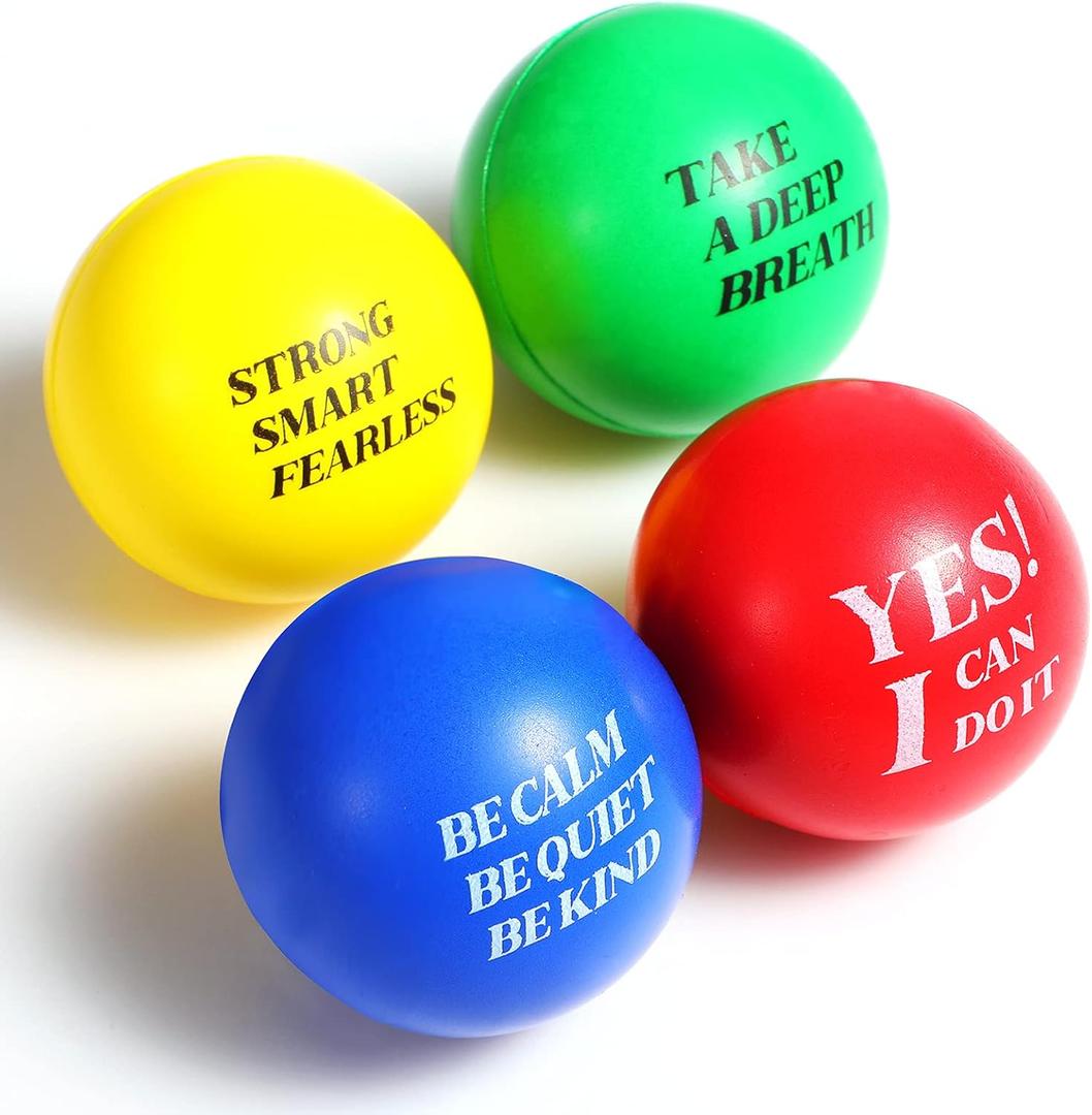 Sotiff 100 Pieces Motivational Stress Balls Colorful Foam Inspirational Stress Relief Quotes Stress Balls Pack Employee Appreciation Gift for Relief Encouraging(Inspirational, Yellow/Green/Blue/Red)