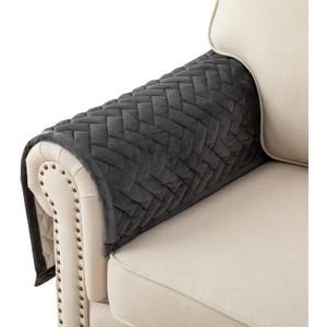 Eismodra Armrest Couch /Sofa /Backrest Covers,Anti-Slip Armchair Slipcovers for Dogs Cats Pet Loveseat Recliner Leather L Shaped,Dark Gray 28 x 28 Inches (Only 1 Piece)