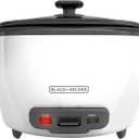 BLACK+DECKER 6-Cup Rice Cooker, RC506, 3-cup Uncooked Rice, Steaming Basket, Removable Non-Stick Bowl, One Touch