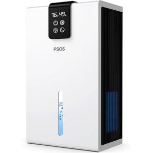 PSOS Dehumidifier, Dehumidifiers for Home, 98 OZ Water Tank, (1000 sq.ft) Quiet Dehumidifier for Bathroom Basement Bedroom with Humidity Display, Relaxing 7 Color Ambient Light, Auto Shut Off(White)