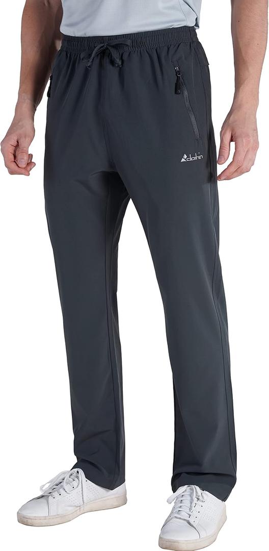 clothin Mens Workout Athletic Pants Elastic-Waist Drawstring Pants for Sport Exercise Travel,Quick-Dry,Stretchy (31W x 32L, Grey)