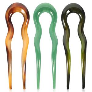 LALAFINA 3pcs French Hair Pin U Shaped Hairpin with Two Prongs, Hair Fork Clips Chignon Pin for Women Girls Hairstyle Accessories