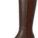 TEAIEUI Knee High Boots for Women Flat Square Toe Chunky Block Low Heel Side Zipper Soft-Soled Tall Long Boots