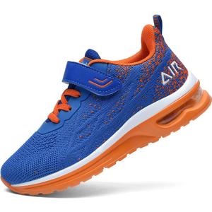 PERSOUL Kids Shoes for Boys Girls Children Tennis Sports Athletic School Running Sneakers (4 Big Kid, Blueorange)