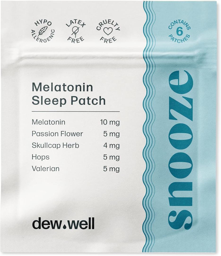 Dew Well Wearable Melatonin Sleep Patches - 6 Count - Natural Nighttime Support & Self Care - Latex-Free Hypoallergenic Sleep Support Patch - Pill-Free Alternative to Medications