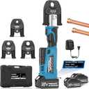 SWANSOFT ProPress Tool, 18V 4Ah Battery Electric Hydraulic Crimping Tool for Copper Pipes with 3 US Compact VUS 1/2", 3/4'', 1",Jaws Pro Press Copper Plumbing Crimper Tool Kit (SWPR-1525B)