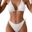 Eomenie Ribbed Bikini Sets for Women Sexy Halter Triangle Top Two Piece Bathing Suit Tie Side Swimsuit, XS