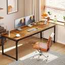 Coleshome 71 Inch Computer Desk with USB Ports, Large Office Desk, Long Study Student Writing Desk, Rustic Brown