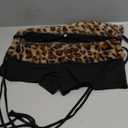 EHSUYAB 2000S Sexy 2 Piece Leopard Club Outfits, Ruched Tube Strapless Crop Top, Low Rise Booty Shorts Casual Going Out Rave (XXL, Black-brown Cheetah)