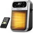 Brightown 800W Plug in Heater with Remote - Outlet Space Heater with Touch LED Display, Small Electric Wall Heaters for Indoor Use with Adjustable Thermostat and 12H Timer for Bathroom Office Bedroom (Silver)