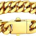 Bestyle Thick Mens Cuban Link Chain Bracelets, Durable Real 18K Gold/Black Metal Plated Solid Stainless Steel Hand Chain Cuban Bracelets for Men, Silver Black Gold Bracelets for Father Husband