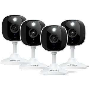 AOQEE 2K Home Security Cameras- Outdoor/Indoor Cameras for Baby/Nanny/Dog, 2.4Ghz WiFi Camera with 2-Way Talk, 24/7 SD Recordings, Color Night Vision, Siren, Works with Alexa/Google Home, C1-White-4P