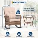 Outdoor Wicker Rocking Chair with Thick Cushions, Rattan Patio Chairs with Lumbar Pillow, Removable Washable Covers, All Weather Patio Furniture for Porch Balcony Garden, Beige