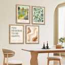 GUMEYJIA Modern Wall Art Print Set 4 Piece Wall Decor Collection Botanical Verde Desert Contemporary Van Gogh Garden Inspirational Quote Wood Frame (8"x10") (Multicolor)
