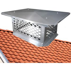 Chimney Cap, 13" x 17" Chimney Cover,Bottom Installation Method Adjustable to Fit Outside Existing Clay Flue Tile Dimensions 11" x 16" to 15.4" x 19.3", All Stainless Steel Structure