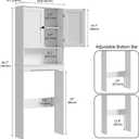 RRX Over The Toilet Storage Cabinet,Bathroom Above Toilet Cabinets Organizer, 24.8" L x 9.1 "W x 65.7 "H Free Standing Toilet Rack with Adjustable Shelf and Open Storage,Double Doors(Pure White)
