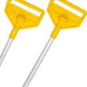 VOUBIEN Commercial Mop Handle Heavy Duty,2 Pack 60" Industrial Mop Stick,Wet Mops Head Replacement Holder for Professional/Industrial Floor Cleaning, Yellow