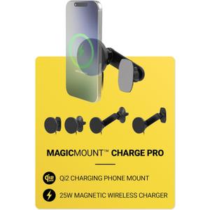 Scosche Qi2 MagSafe Car Mount Charger 25W Fast Wireless Phone Holder with 5-in-1 Mounting Options for Vent, Dashboard, Swing Arm, Back-of-Display, Compatible with iPhone 17/16/15/14/13 & Samsung S25