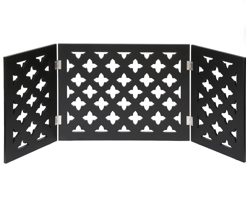 Indoor/Outdoor Solid Wood Starlight Design Freestanding Foldable Adjustable 3-Section Pet Gate