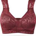 Wingslove Women's Full Coverage Non Padded Comfort Minimizer Wire-Free Bra Plus Size (42C, Wine Red)
