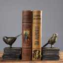 Home Decorative Birds & Books Vintage Design Resin Bookshelf Bookends,Paper Weights, Book Ends,Bookend Supports, Book Stoppers, Set of 2
