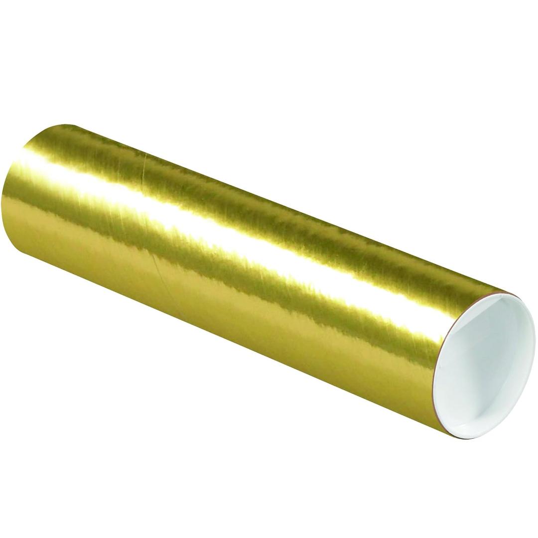 BOX USA Gold Mailing Tubes with Caps, 3 Inch x 12 Inch, Pack of 24, for Shipping, Storing, Mailing, and Protecting Documents, Blueprints and Posters
