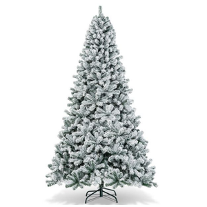 9ft Snow Flocked Hinged Artificial Christmas Tree Unlit Metal