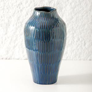 Blue Ceramic Vase for Home Decor,11.6 Inch Flower VaseDecorative Vases for Pampas GrassModern Art Texture Vases for Home Entryway Living Room Dining Table Farmhouse Office Decor-Blue