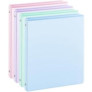 0.5'' 3-Ring-Binder with Pockets, 100 Sheets Capacity, 1/2 inch Binders fits 11" x 8.5" US Letter Size, Assorted 4 Pastel Colors - Ideal for School, Office, and Home Use (0.5 inch)