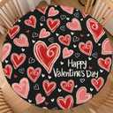 Valentines Day Round Tablecloth Fitted Best for 40"-44" Black Red Heart Table Cloth Vintage Elastic Edge Water-Resistant Washable Love Decoration Table Cover for Party Picnic Indoor Decor