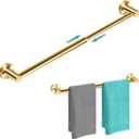 MGahyi Towel Racks for Bathroom-Adjustable Towel Holder(13.18inch-24inch) Sturdy and Rustproof Towel Bar Wall Mounted, Single Towel Bar Rod for Bathroom Accessories (Gold, 1Pack-Towel Bar)
